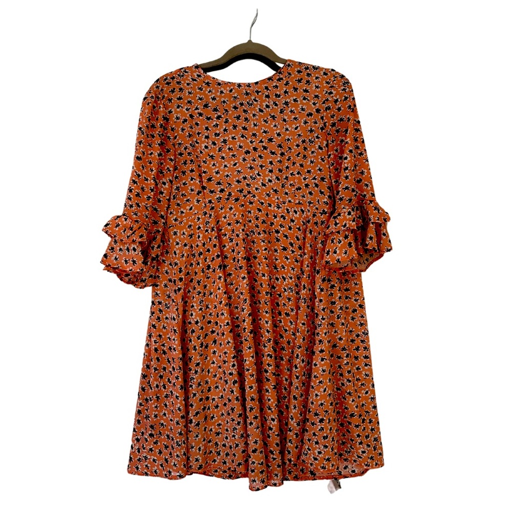 Maternity Coral floral flounce dress